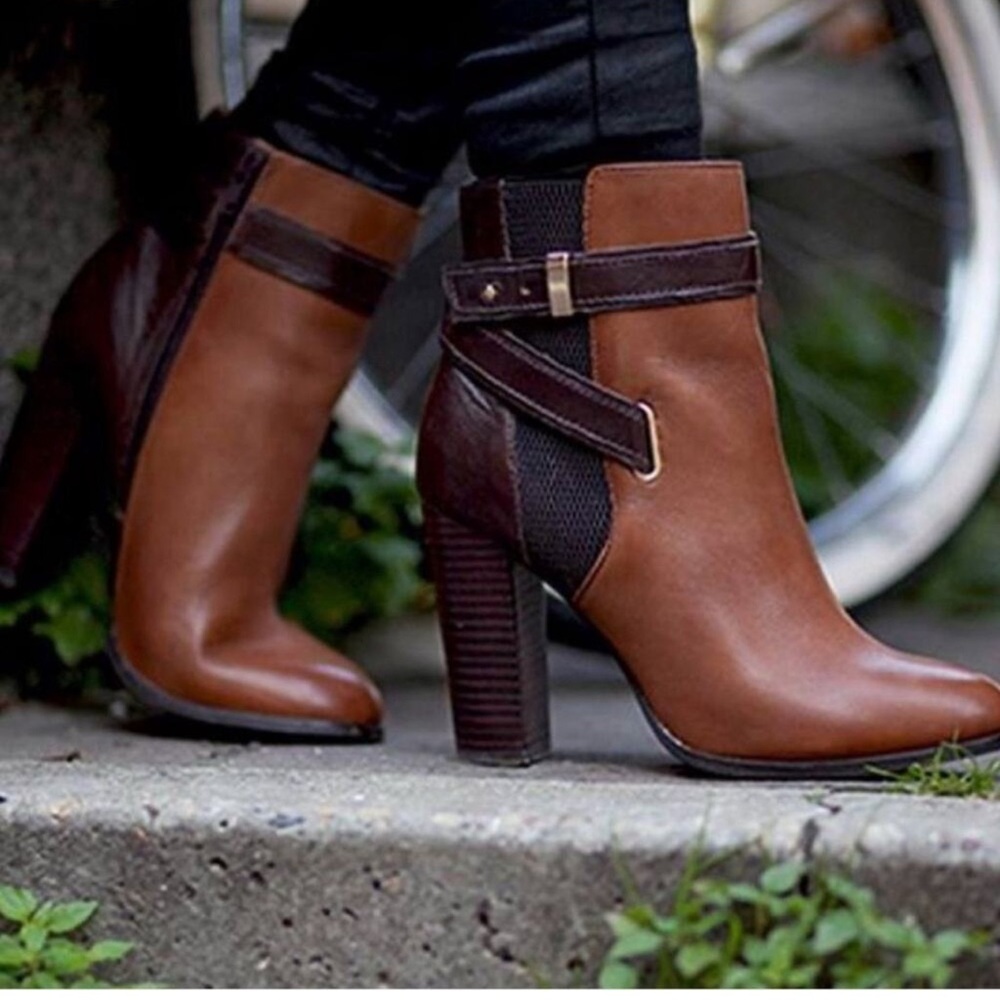 Aldo Brown and Black Heeled Boots